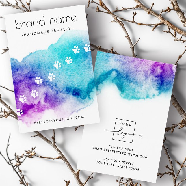 Pet paw prints watercolor earring display card (Pet paw prints watercolor earring display card)