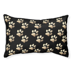 Pet paw silver glitter print on black background bed
