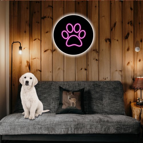 Pet Paw wall art for dogs and cats Neon 