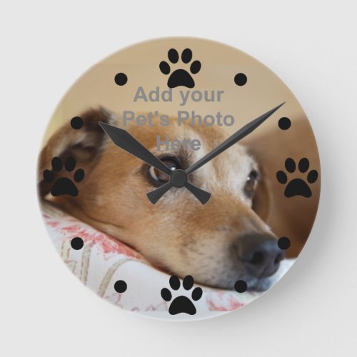 Pet Paw with your pet photo Wall Clock