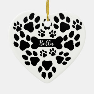 Pet Paws Christmas Ornament - Heart Shaped Dog Paw