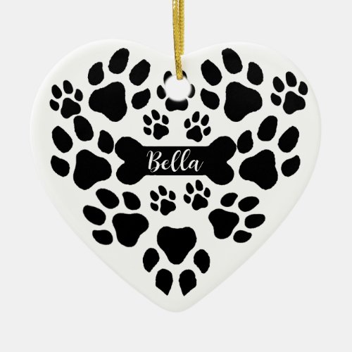 Pet Paws Christmas Ornament Heart Shaped Dog Paw