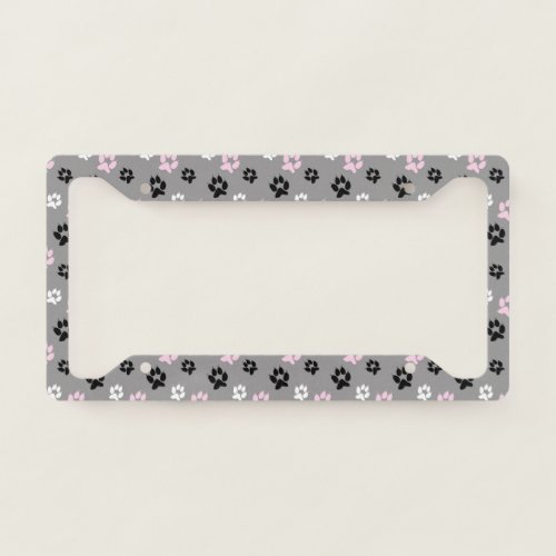 Pet Paws Floral Inspired License Plate Frame