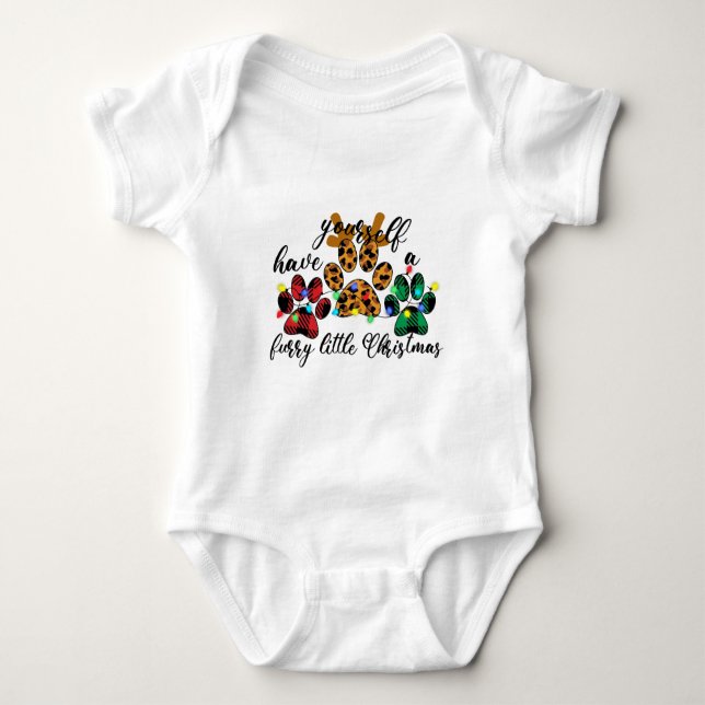 Pet Paws Have Yourself A Furry Little Christmas Baby Bodysuit (Front)