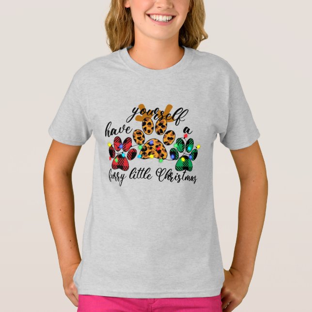 Pet Paws Have Yourself A Furry Little Christmas T-Shirt (Front)