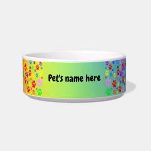 Pet Paws on Liquid Colours Ceramic Pet Bowl