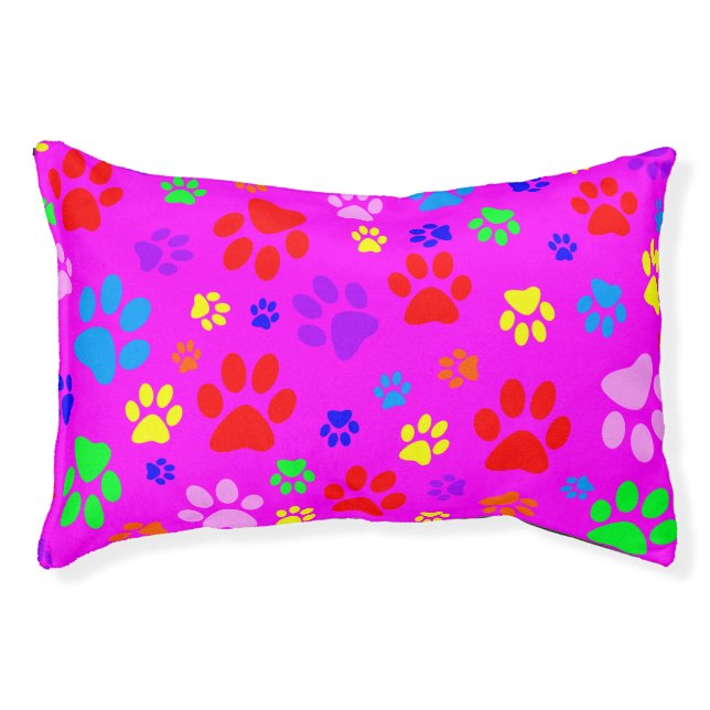 Pet Paws on Pink Dog Bed (Front)