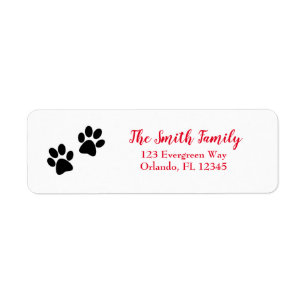 Pet Paws Painting Black Cat Dog Return Address Label