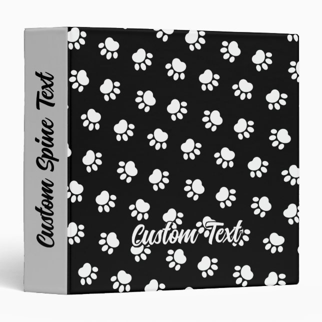 Pet Paws Pattern 3 Ring Binder (Front/Spine)