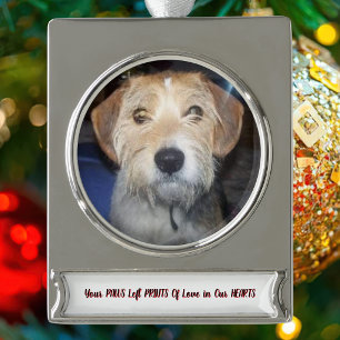  Pet Paws Photo Memorial Personalize Silver Plated Banner Ornament