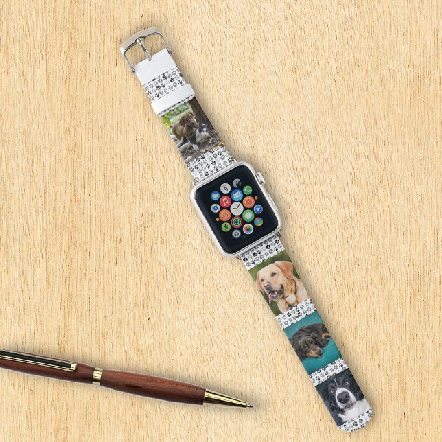 Pet Paws Photo Template Dog Cat Black White Apple Watch Band (Creator Uploaded)