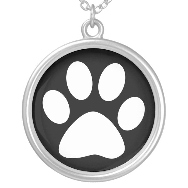 pet paws silver plated necklace (Front)