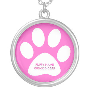 pet paws silver plated necklace