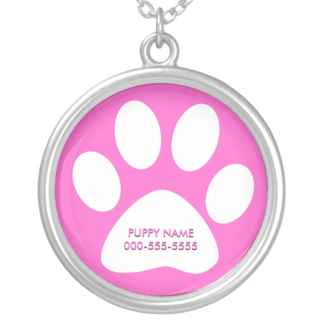 pet paws silver plated necklace (Front)