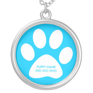pet paws silver plated necklace