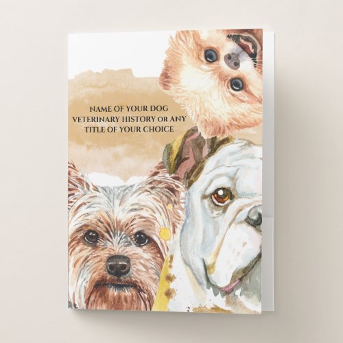 Pet peeping dogs realistic watercolor faces pocket folder