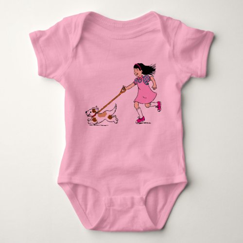 pet pets girl dog puppy running baby bodysuit