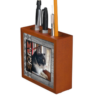 Pet Photo and Custom Name Desk Organizer
