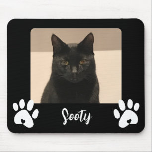Pet photo and name, paw print mousemat mouse pad