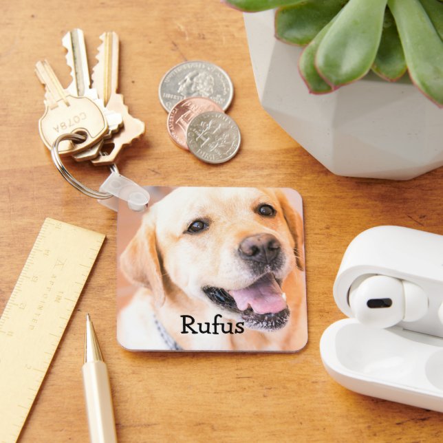 Pet Photo and Name Personalized Keychain (Desk)