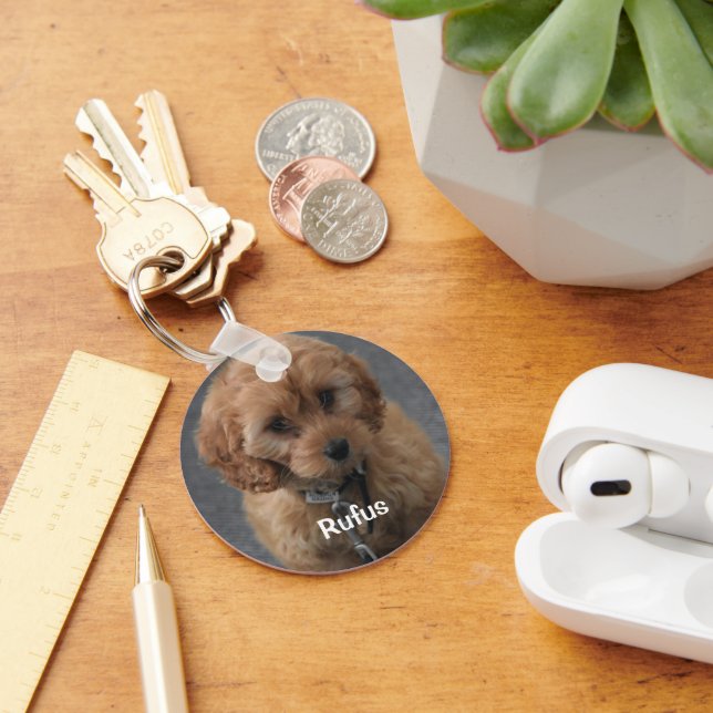 Pet Photo and Name Personalized Keychain (Desk)