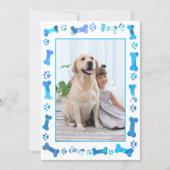 Pet Photo Blue Paw Prints Dog Birthday  Invitation (Front)