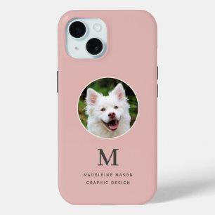 Pet Photo Blush Pink Personalized iPhone 15 Case