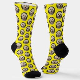 Pet Photo Bright Yellow Trendy Custom Socks