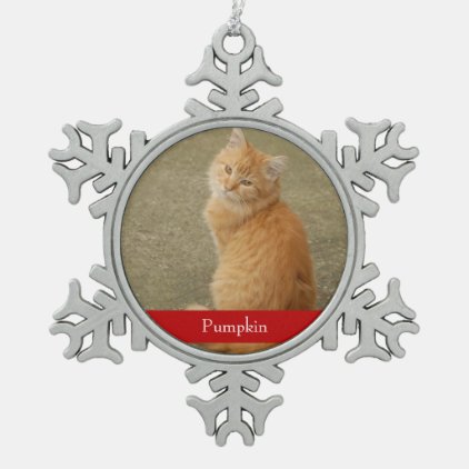 Pet Photo Cat Dog Red Name Christmas Ornament