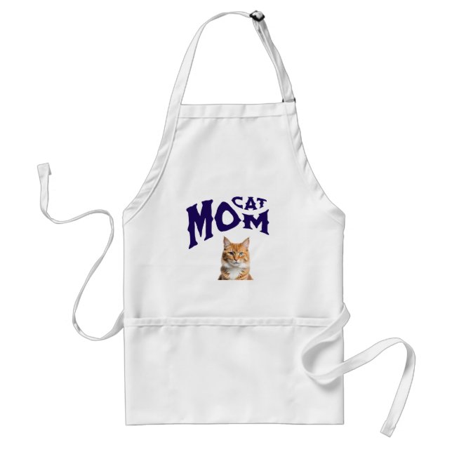 Pet Photo Cat Mom Typography Personalize Adult Apron (Front)