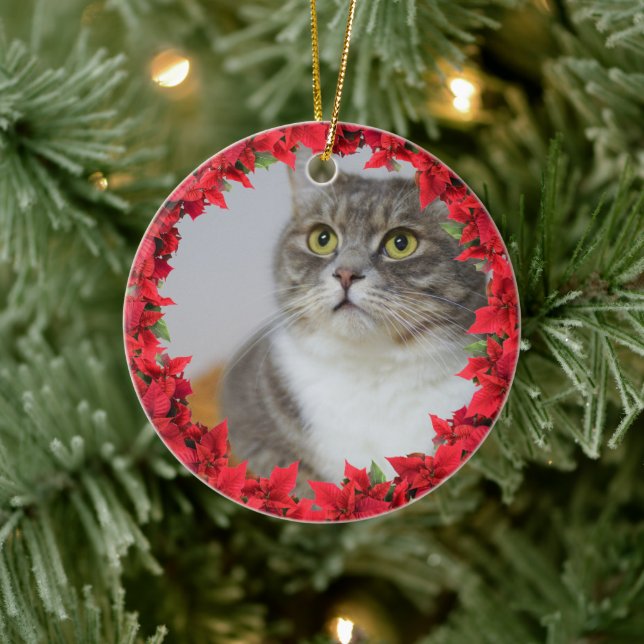 Pet Photo Christmas Ceramic Ornament (Tree)
