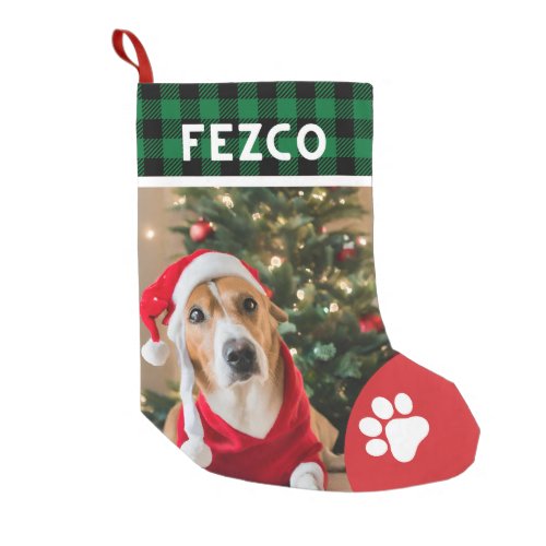 Pet photo christmas cute dog lover red rustic paw small christmas stocking