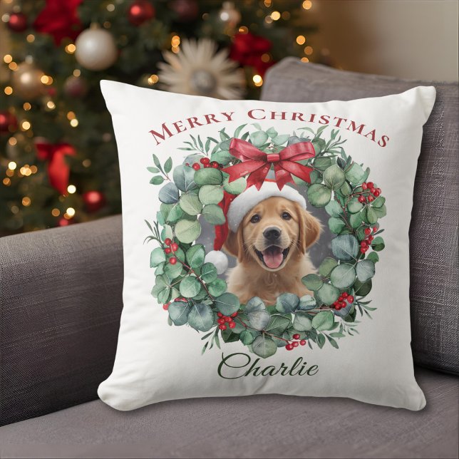 Pet Photo Christmas – Personalized Holiday Gift Throw Pillow (Creator Uploaded)