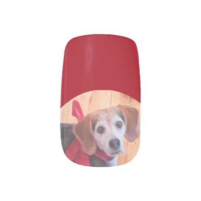 Pet Photo Christmas Red  Minx Nail Art (Left Thumb)
