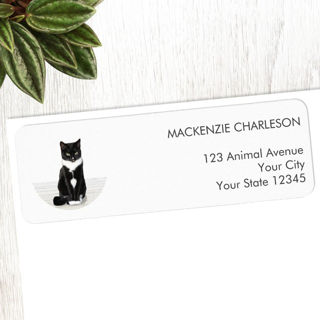 Pet Photo Circle Return Address Label (Personalized pet photo circle frame custom return address label)