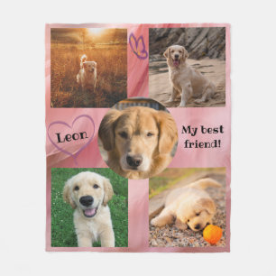Pet photo collage  - 5 pictures fleece blanket