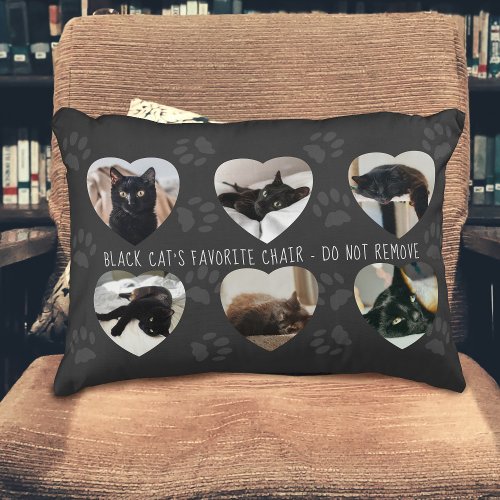 Pet Photo Collage Black Cats Favorite Throw Pillow