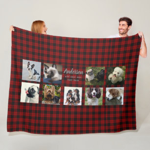 Pet Photo Collage Blanket - Buffalo Plaid - Memory