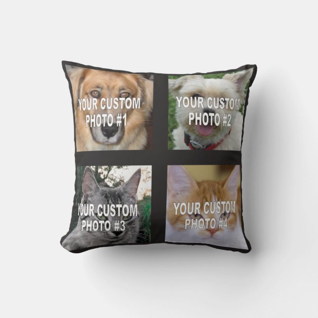 Pet photo collage custom dog or cat photos throw pillow (Front)