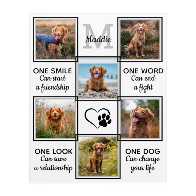 Pet Photo Collage Dog Lover Quote Unique Keepsake  Acrylic Print (Front)
