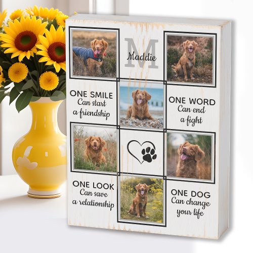 Pet Photo Collage Dog Lover Quote Unique Keepsake Wooden Box Sign