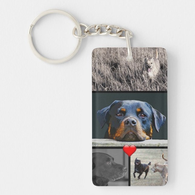 Pet Photo Collage Heart Keychain (Front)