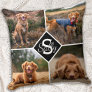 Pet Photo Collage Monogram Name Dog Lover Throw Pillow