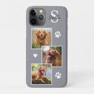 Pet Photo Collage Monogram Name Gray Cat Dog Iphone 11 Pro Case at Zazzle