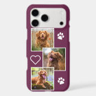 Pet Photo Collage Monogram Name Magenta Cat Dog