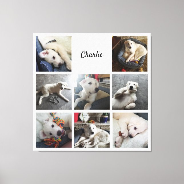 Pet Photo Collage Montage Cute Dog or Cat Canvas Print (Front)