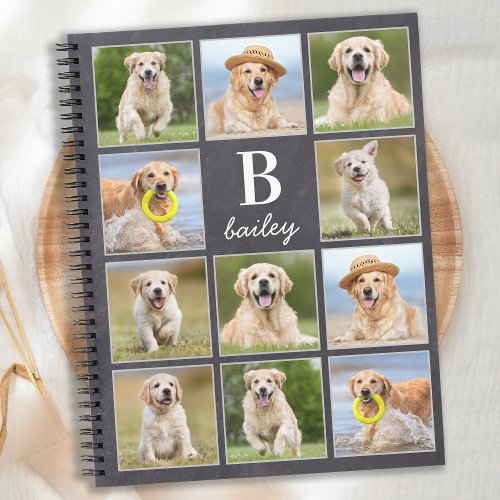 Pet Photo Collage Personalized Monogram Puppy Dog Notebook