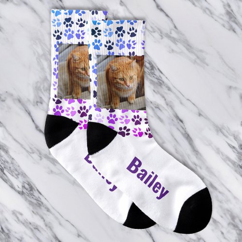 Pet Photo Customize Dog Cat Paw Personalized Socks