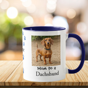 Pet Photo Dachshund Paw Blue Personalize Mug