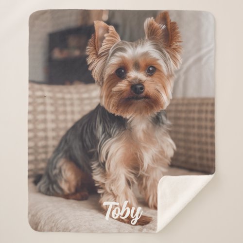 Pet Photo Dog Lover Gift with Name Sherpa Blanket